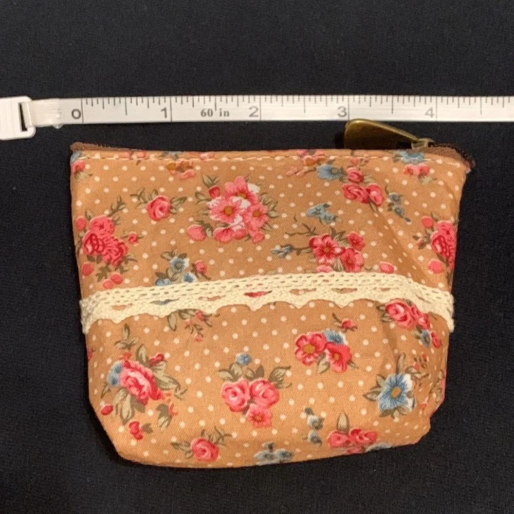 Boho Cottagecore Floral Lace Trim Mini Coin Purse - Picture 4 of 5
